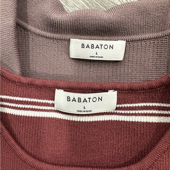 Babaton Cropped Sculpt Knit Polo & Striped Tank Duo - Mauve & Wine Large - Picture 2 of 5